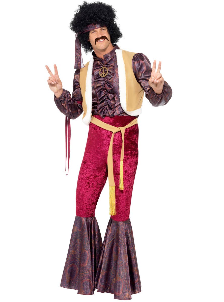 Psychedelic Rocker Mens 1970 Retro Costume - Front View