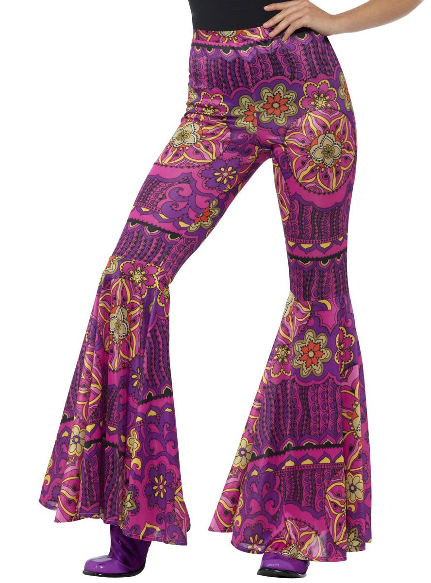 Image of Psychedelic 1970's Purple Flared Hippie Costume Pants