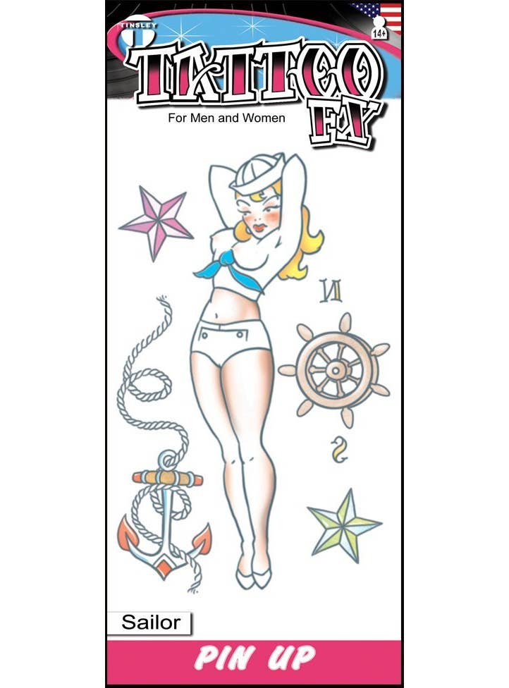 Tinsley Transfers Pin Up Sailor Girl Temporary Tattoo - Main Image