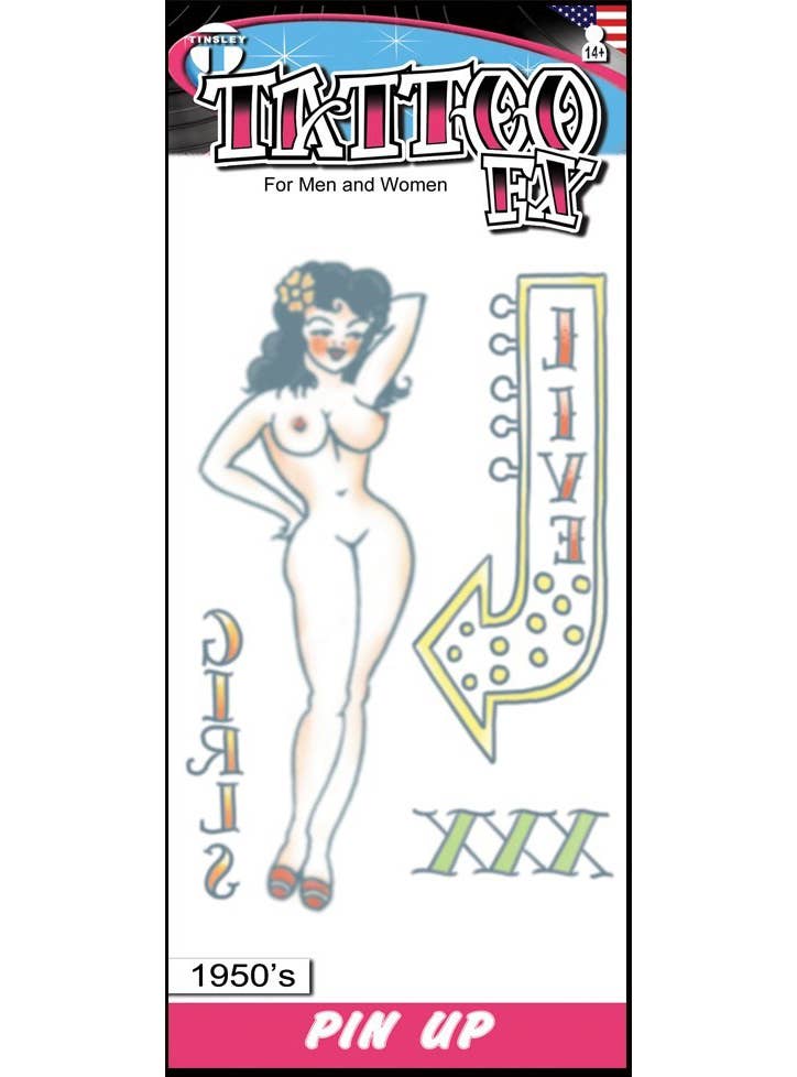 Tinsley Transfers Pin Up 1950's Girl Temporary Tattoo - Main Image