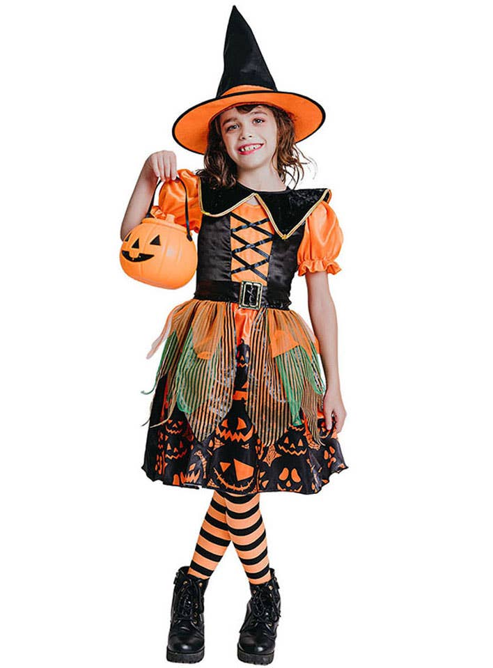 Image of Jack O Lantern Witch Girls Halloween Costume