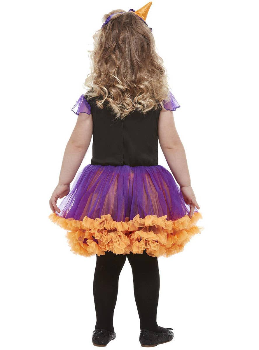 Image of Pumpkin Witch Toddler Girls Halloween Costume - Back View