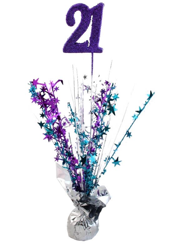 Image of Purple Blue and Silver 21st Birthday Balloon Weight