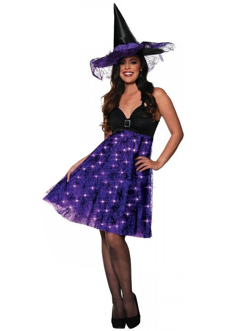 Image of Light Up Purple Witch Womens Halloween Costume