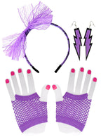 Image of 1980s Purple 3 Piece Costume Accessory Set