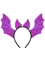 Image of Bright Purple Sparkly Bat Wings Costume Headband