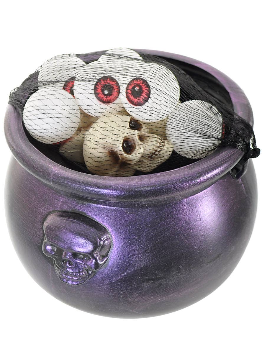 Image of Brewing Witch Cauldron Decoration with Eyeballs and Skulls