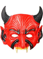 Image of Half Face PVA Foam Red Devil Halloween Mask