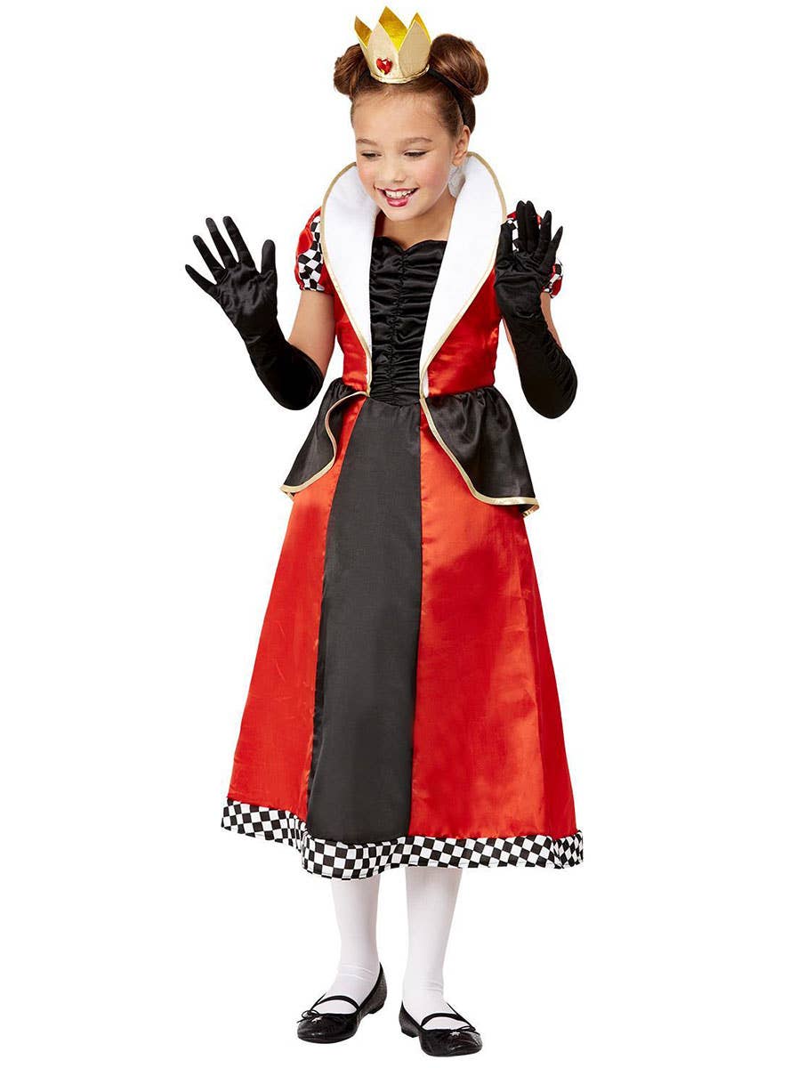 Image of Queen Of Hearts Girls Wonderland Costume - Alternate Image