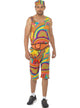 Image of Rainbow 1980s Work Out Men's Funny Costume - Front Image