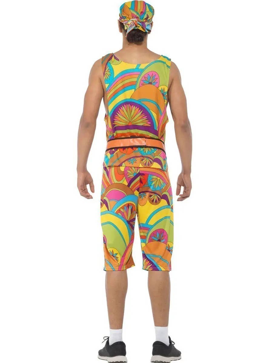 Image of Rainbow 1980s Work Out Men's Plus Size Costume - Back View