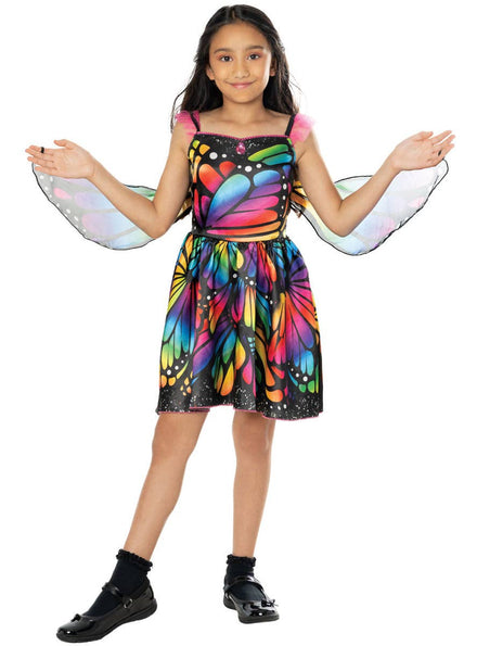 Image of Rainbow Monarch Butterfly Girls Dress Up Costume