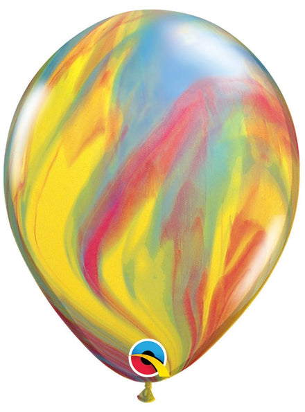 Image of Agate Marble Effect Rainbow Coloured 27cm Single Latex Balloon