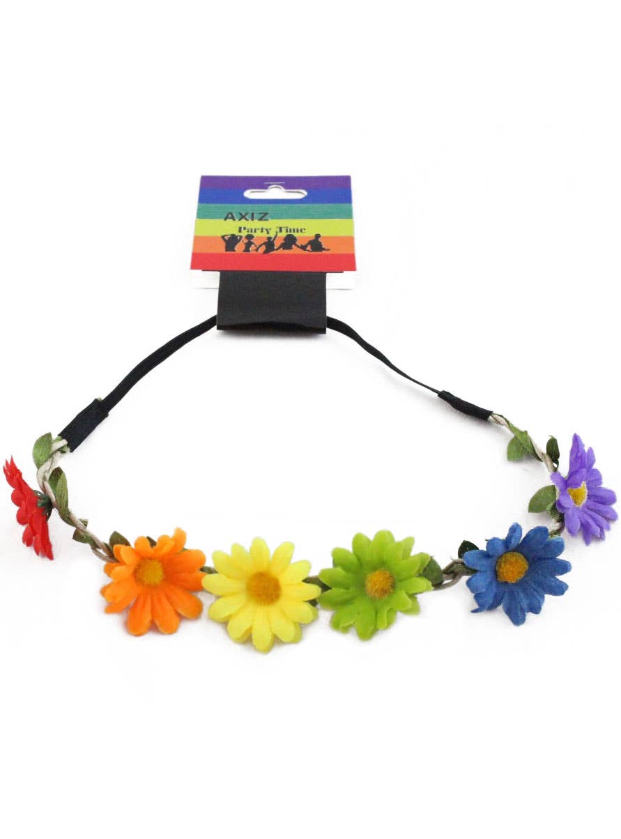 Rainbow Daisy Headband Hippie Costume Accessory