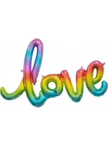 Image of Love Script 121cm Rainbow Air Fill Foil Balloon