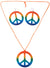 Rainbow Peace Hippie Necklace and Earrings 70s Jewellery Set