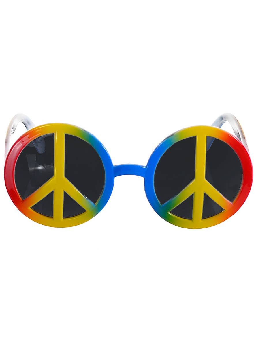 Image of Rainbow 1970's Hippie Peace Sign Costume Glasses