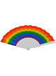 Image of Rainbow Striped Plastic Fan Costume Accessory - Main Image