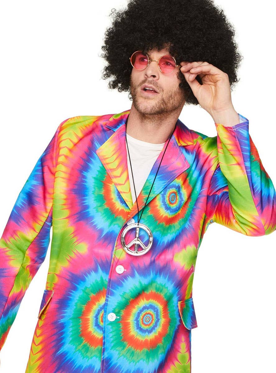 Image of 70s Rainbow Tie Dye Men's Costume Suit - Close Image 