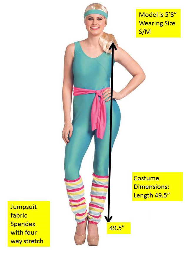 Womens Deluxe 80s Exercise Barbie Costume - Alternate Image