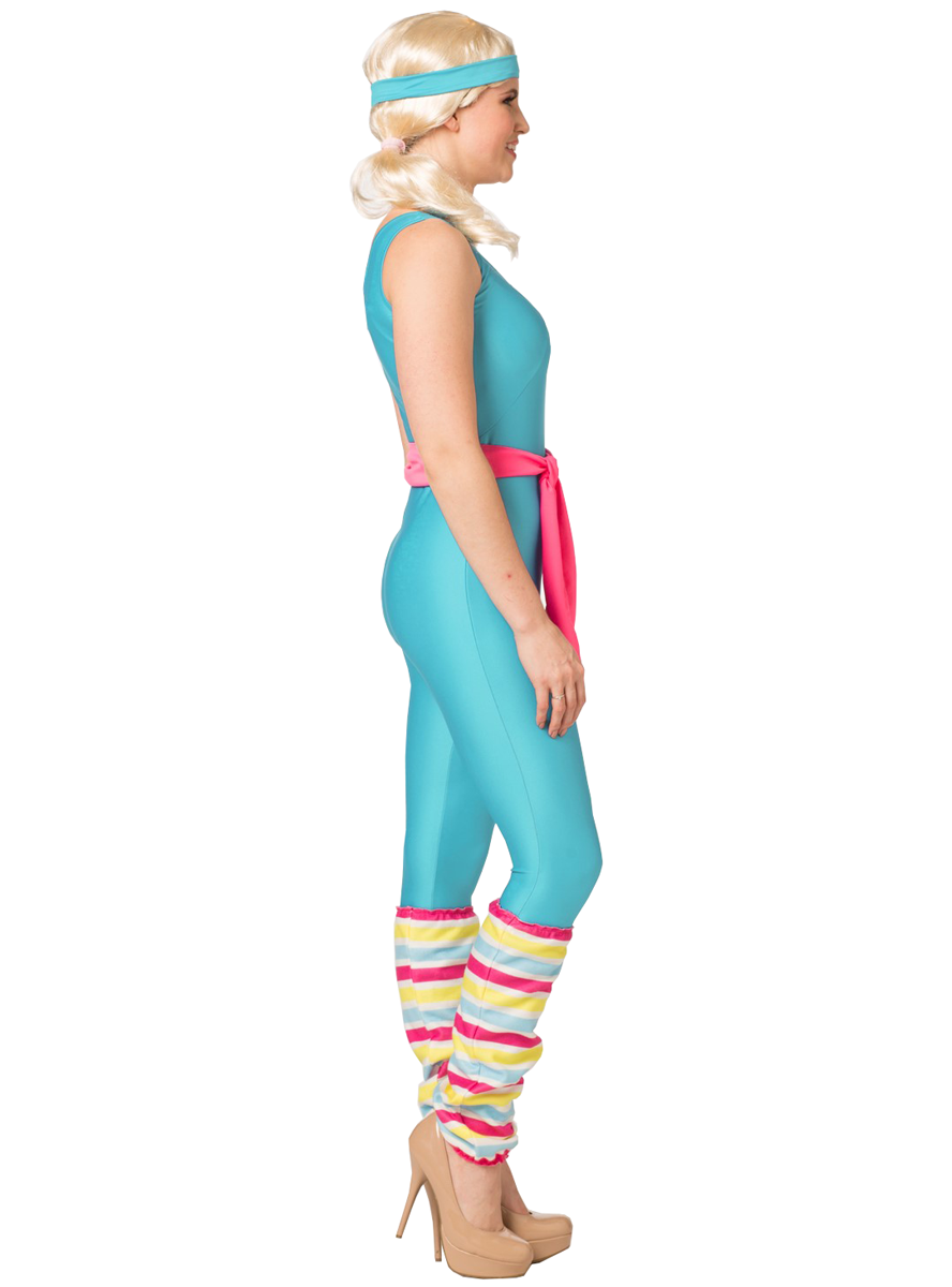 Womens Deluxe 80s Exercise Barbie Costume - Side Image
