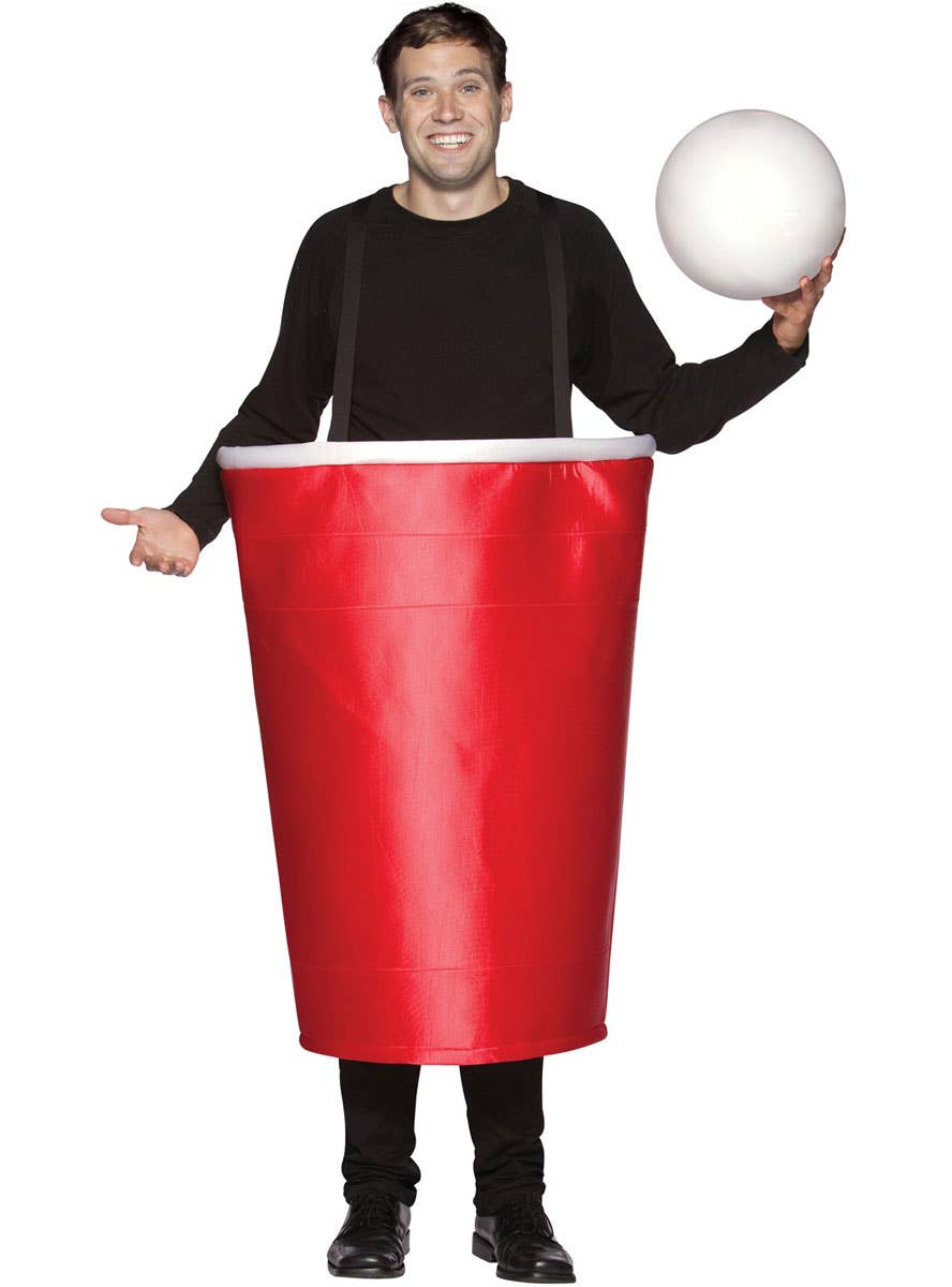Adults Red Beer Pong Cup and Ball Costume