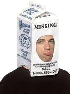 Novelty Funny Missing Milk Carton Costume Headpiece