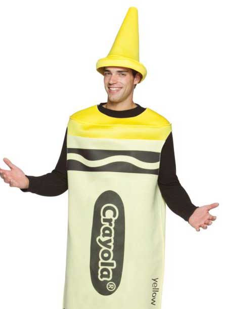 Novelty Yellow Crayola Crayon Costume for Adults - Alternative Image