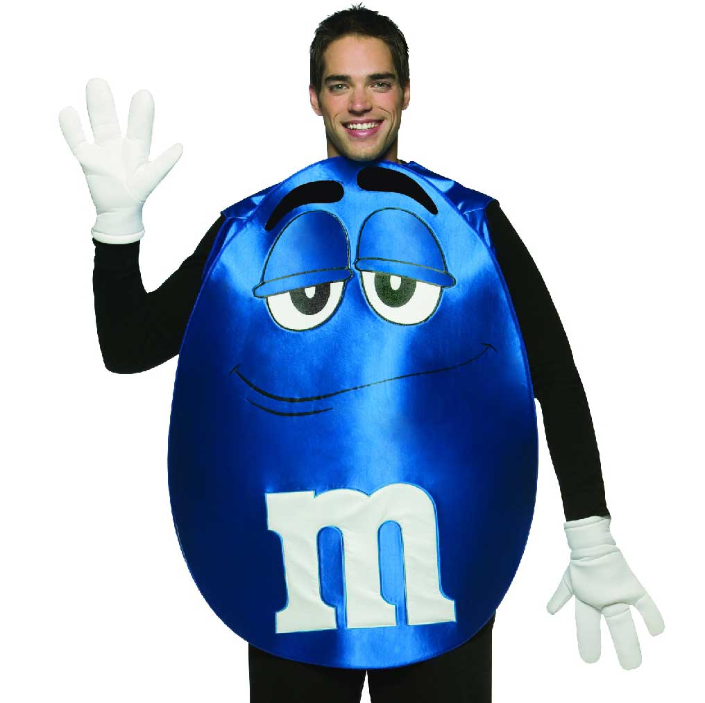 Blue M&M Novelty Men's Fancy Dress Costume Close