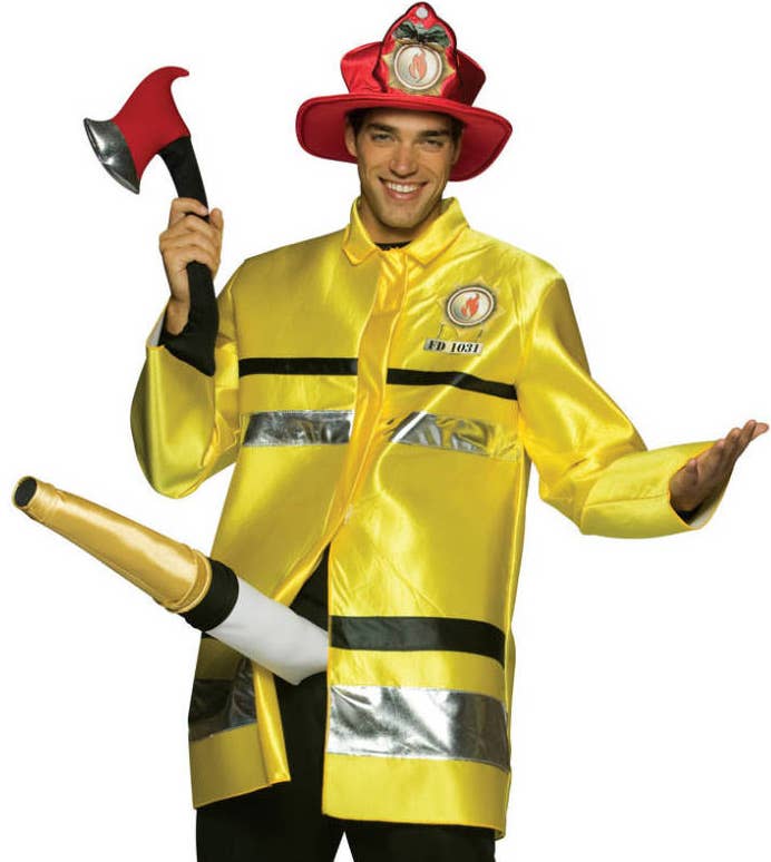 Men's Hilarious Fire Extinguisher Fancy Dress Costume Close