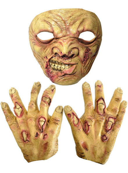 Image of Rotting Zombie Latex Halloween Mask and Hands Set Main Image