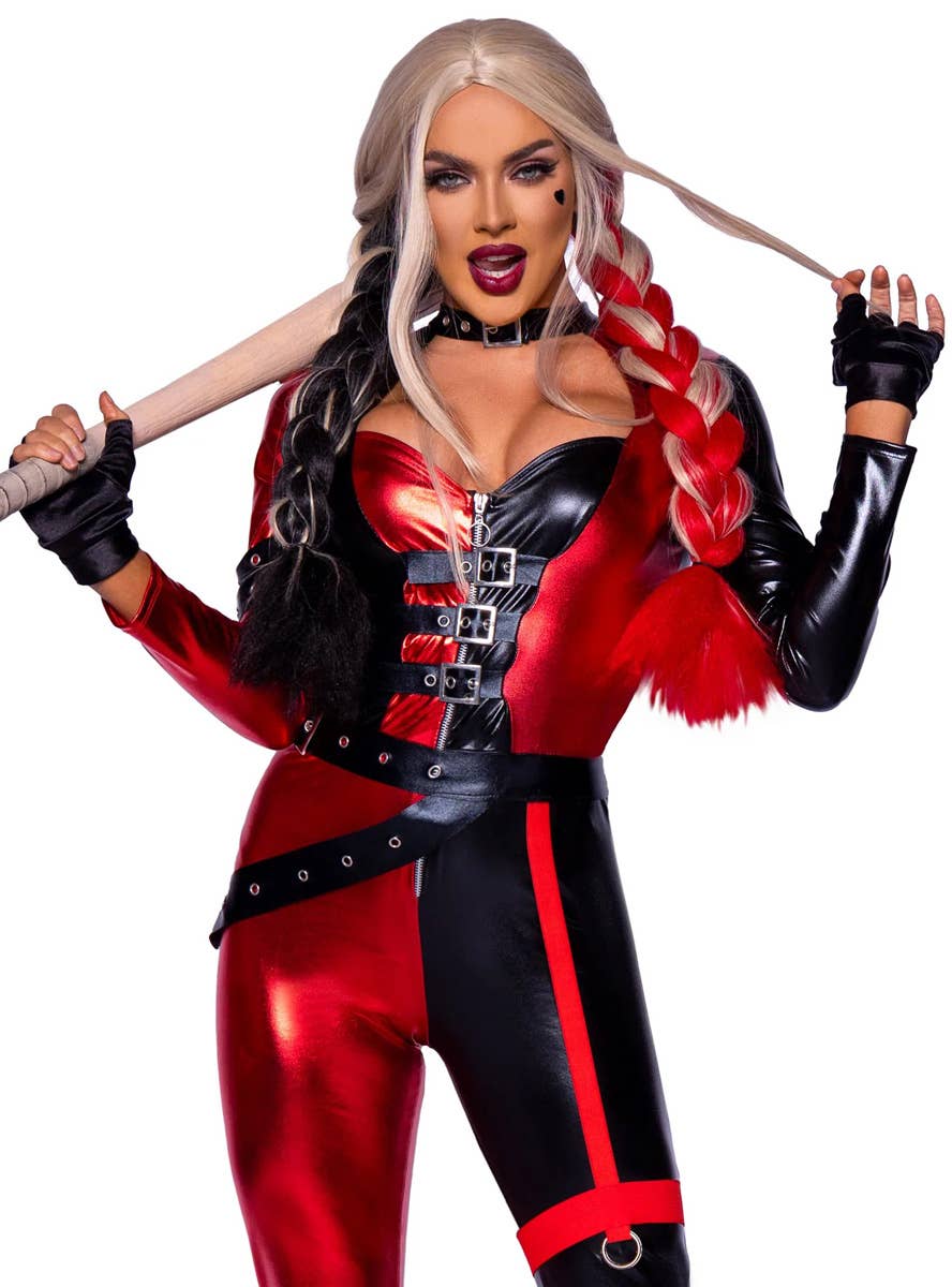 Image of Chaos Cutie Women's Sexy Harley Quinn Costume - Close Front View 1