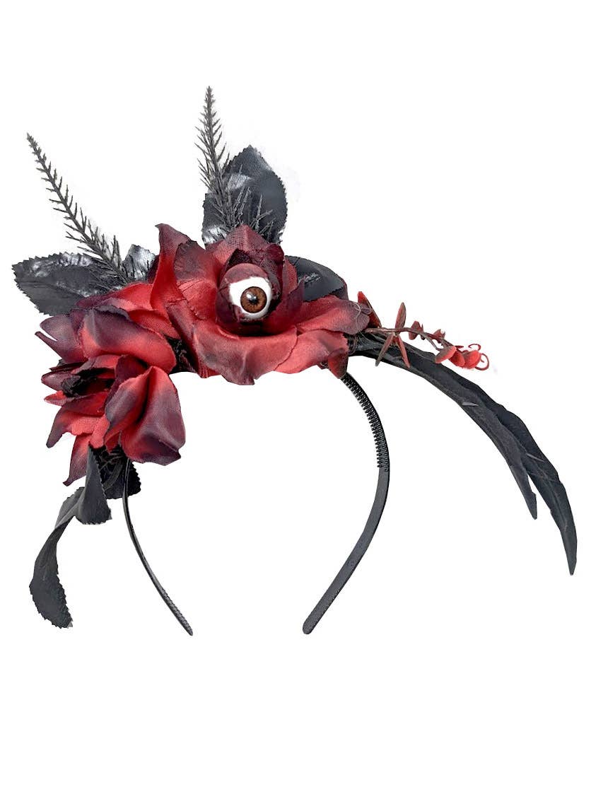 Image of Gothic Roses with Eyeballs Halloween Costume Headband - Alternate Image