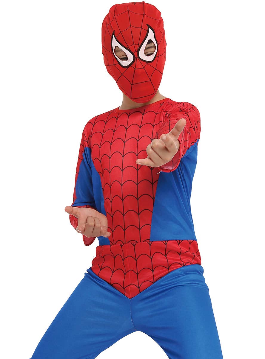 Image of Spider Hero Boy's Superhero Fancy Dress Costume - Close View