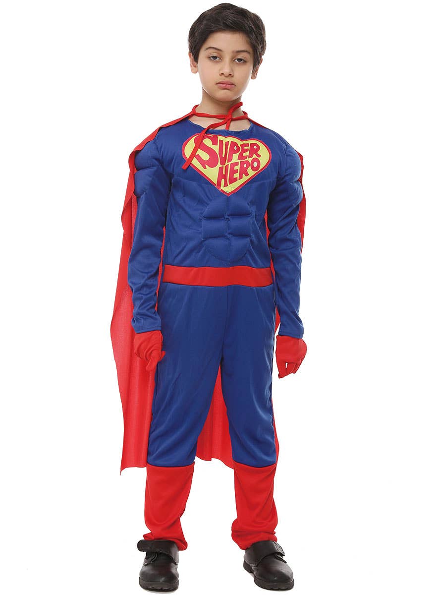 Image of Comic Book Super Hero Boy's Fancy Dress Costume - Alternate View