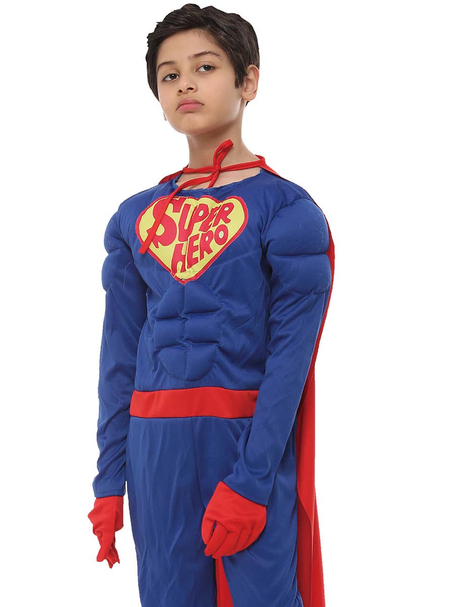 Image of Comic Book Super Hero Boy's Fancy Dress Costume - Close View