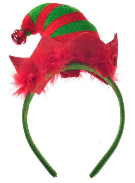 Image of Mini Red and Green Elf Hat on Headband