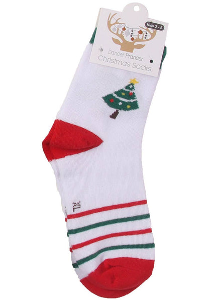 Image of Xmas Tree Print Kids Novelty Christmas Socks