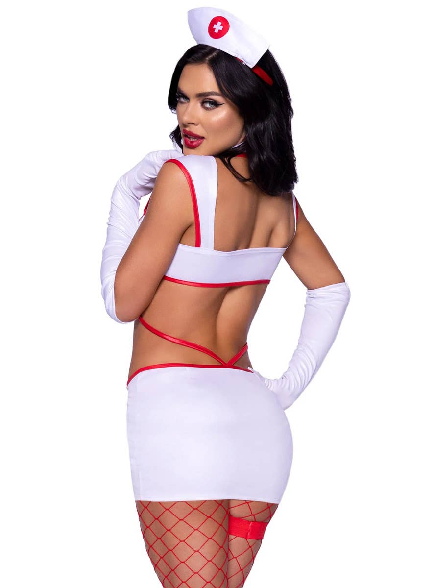 Image of Heartstopping Nurse Women's Sexy Uniform Costume - Close Back View