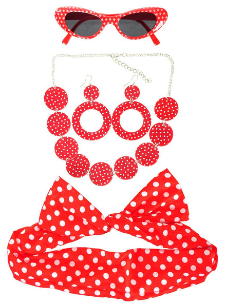 Image of 1950's Red Polka Dot 5 Piece Accessory Set