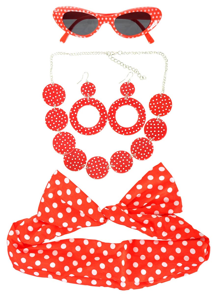 1950s Red Polka Dot 5 Piece Accessory Set