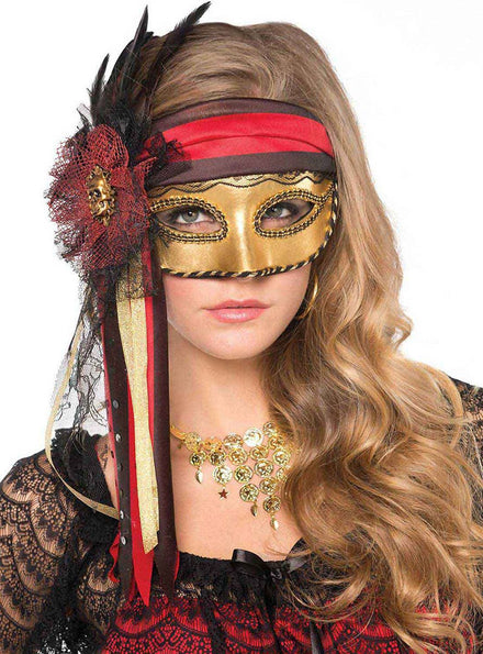 Image of Pirate Red and Gold Masquerade Mask