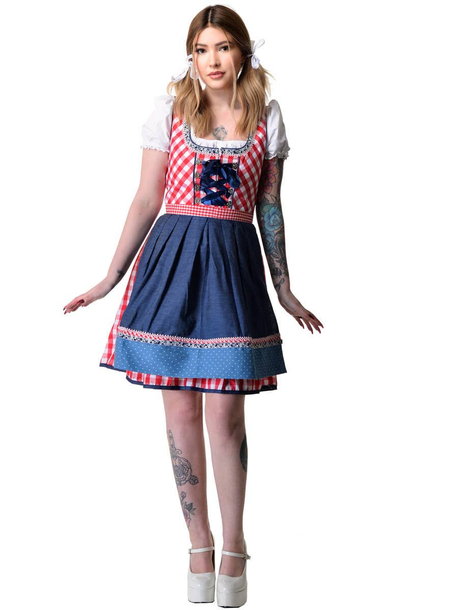 Image of Beer Wench Women's Chequered Oktoberfest Costume - Front View