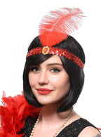 Red Feather and Sequins Roaring 20s Flapper Headband