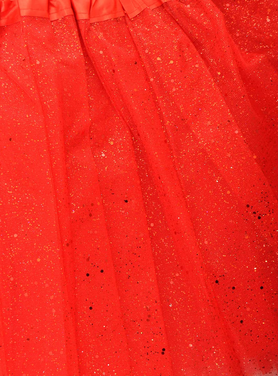 Image of Sparkly Red Glitter Tulle 40cm Adults Costume Tutu - Close Image