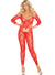 Image of Romantic Red Lace Plus Size Women's Bodystocking - Front View