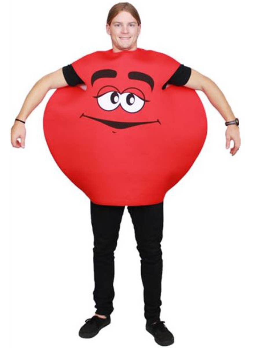 Image of Funny Red M&M Character Adult's Dress Up Costume