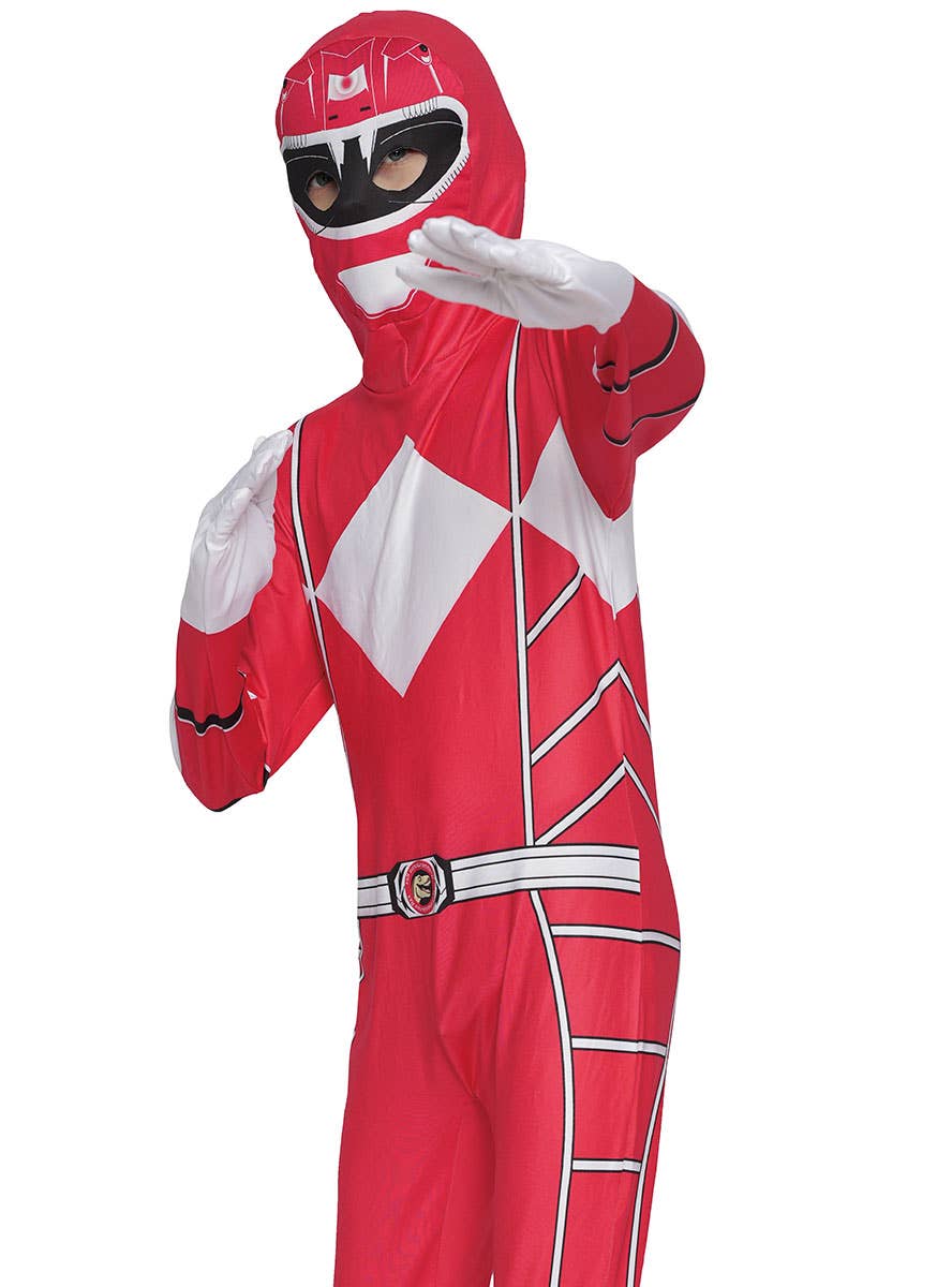 Image of Mighty Red Boy's Morphing Ranger Costume Jumpsuit - Close View