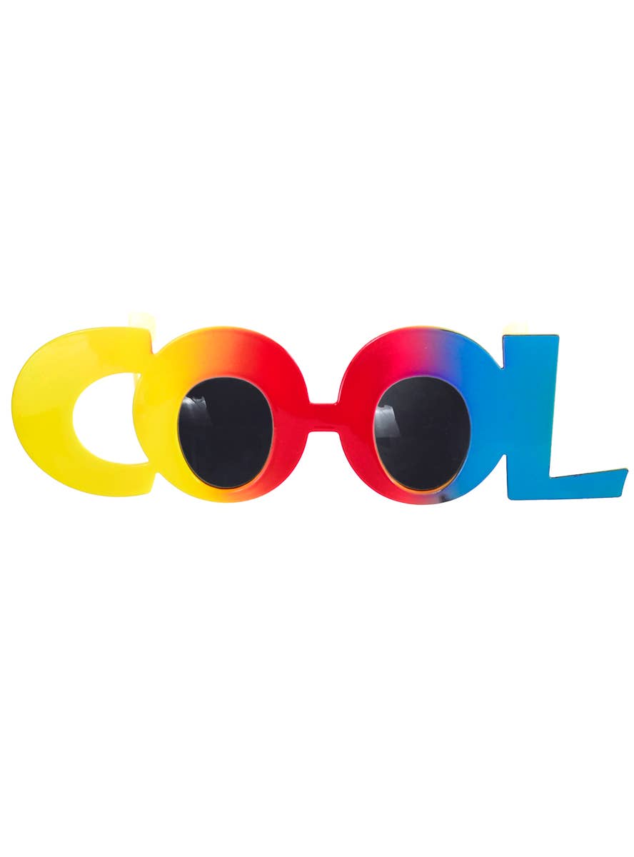 Image of Novelty Rainbow COOL Text Costume Glasses