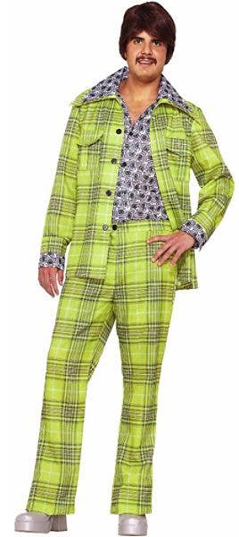 1970's Mens Retro Green Leisure Suit 70s Theme Costume - Main Image